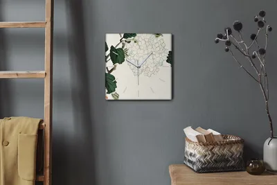 Produktbild von Coloray Hodiny Unikátní 30x30 cm  Tiché hodiny Pro obývací pokoj a kuchyň Nástěnné hodiny Plátno Bílé ručičky hodin - Listy větve