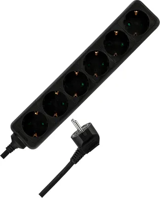 Obrázek produktu pro REV 0512364555 – Rozdělovač zásuvek – Více zásuvek, 6 zásuvek – Délka kabelu 1,4 m – Maximální výkon 3500 W – Černá barva