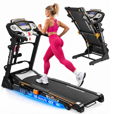 Produktbild von URBOGYM V620M Laufband klappbar 16 km/h, 2,0 PS Motor, 140 kg Belastbarkeit, 45 x 126 cm Lauffläche, 8-fach Dämpfung, Massagegerät