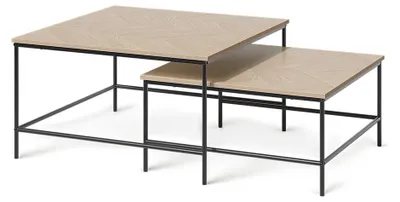 Produktbild von Couchtisch-Set Vicco Ramio Eiche/Schwarz 80 x 80 cm 2 Teile, Model 61234
