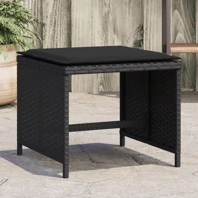 Produktbild von Möbel Gartenhocker mit Kissen 4 Stk. Schwarz 41x41x36 cm Poly Rattan - Gartenhocker &22602