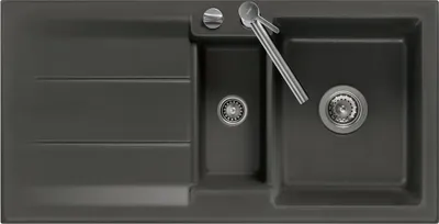 Produktbild von Spüle KeraDomo GENEA 100 F in LAVA mit Excenterbedienung / Einbauspüle / Flächenbündig