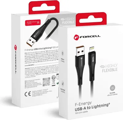 Image de FORCELL F-ENERGY C343 câble USB A vers Lightning 2,4A 12W Silicone 1 m noir