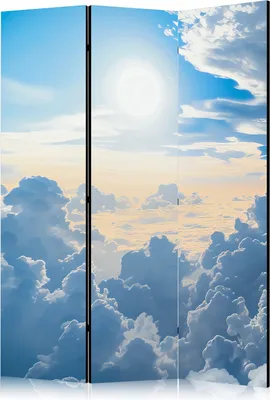 Produktbild von 3-teiliger Doppelseitiger Vlies Paravent - Symphony of Light: The Sun and Clouds Collaborating on a Beautiful Sky 135x172 cm Landschaften b-H-10048-z-a