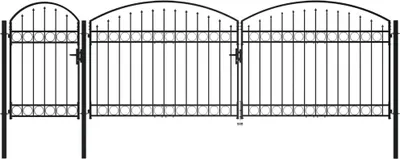 Productafbeelding van De Living Store tuinpoort met gebogen bovenkant, stalen uitvoering, 1,75 x 5 meter, zwart