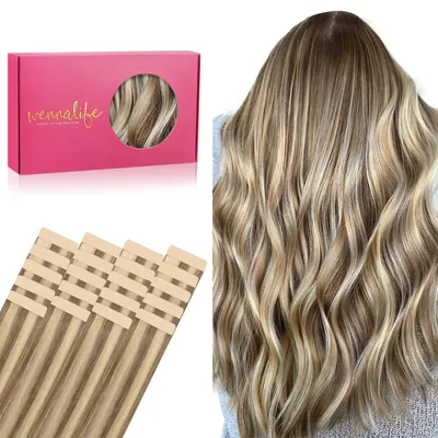 Imagen del producto de Extensiones de cabello natural con mechas, de 50 cm