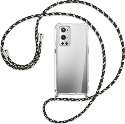 Produktbild von Handykette Backcover-Schutzhülle mit Band (Metall silberfarben) für OnePlus 9 - camouflage