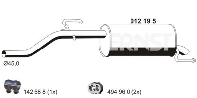 Produktbild von ERNST 012195 Endschalldämpfer für OPEL Corsa D Schrägheck (S07) Auspuff