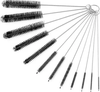 Produktbild von Nylon-Rietzubrüste mit 12 Zahnstochern, inklusive 20,8 cm Glas- und Nylon-Zahnstocher, für Trinkbecher, Wasserflasche und Zahnstocher (schwarz)
