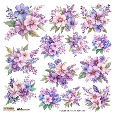 Produktbild von AUFKLEBER ScrapLove Dekor Stickers - Violet and Pink Flowers 1