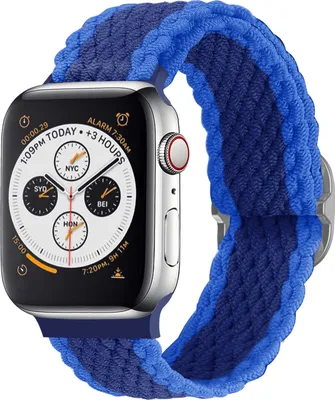 Produktbild von Strap-it Apple Watch verstellbares gewebtes Nylonarmband (Blau)