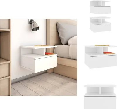 Immagine prodotto di vidaXL Comodini sospesi 2 pz. Bianco 40 x 31 x 27 cm Materiale a base di legno - Comodini