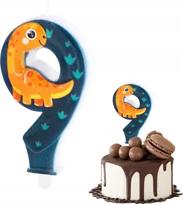 Obrázok produktu pre Narodeninová Sviečka Dinosaurus Dino Číslo 9 Zelená Na Narodeninovú Párty