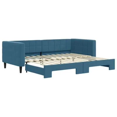 Image de vidaXL Lit de jour extensible bleu 90x200 cm velours