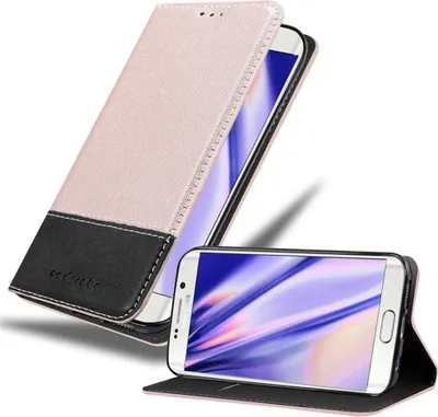 Produktbild von Cadorabo Hülle für Samsung Galaxy S6 EDGE Schutzhülle in Rosa SHandyhülle Book Case Etui Kunstleder