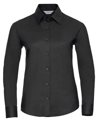 Produktbild von Russell Collection - "Classic" Hemd für Damen Langärmlig LT3661 (S) (Schwarz)