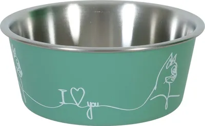 Obrázok produktu pre Nerezová miska pre mačky LOVE CAT 400 ml zelená Zolux