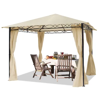 Immagine prodotto di TOOLPORT Gazebo da Giardino 3x3 m - con 4 teli laterali - tetto in poliestere ca. 180g/m² color crema