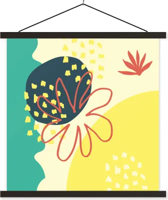 Produktbild von MuchoWow® Textilposter Sommer - Blume - Abstrakt 120x120 cm mit schwarzem Rahmen - Aufhängungsset