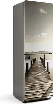 Produktbild von Pier über ruhigem Wasser – Magnetische Kühlschrank Abdeckung – Dekorfolie magnetisch Küche – Kühlschrank Magnet Deko – selbstklebende Magnettafel – Magnetfolie für Kühlschranktür – 60x190 cm
