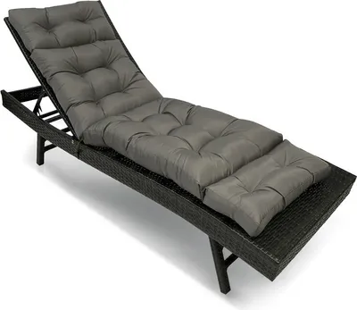 Produktbild von (Dunkelgrau) Auflage für Liegestuhl 180x50x10cm, Gartenliegen Kissen Wasserdicht, Outdoor Liegenauflage mit (Dunkelgrau) Befestigungsbändern, Deckchair Polster, Auflagen für Sonnenliegen