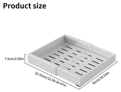 Obrázok produktu pre Výsuvný úložný kôš do skrinky – organizér do zásuvky – bez vŕtania – nastaviteľná veľkosť S – oceľ – s teleskopickými koľajnicami