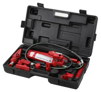 Produktbild von Hydraulik Wagenheber Set 4 t - Hydraulischer Wagenheber - Karosserie- und Rahmenreparatur - Mit Pumpe und Hubzylinder - Aufbewahrungsbox