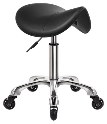 Immagine prodotto di Sgabello a sella su ruote - Sgabello girevole da ufficio - Altezza regolabile 45-62 cm - Nero
