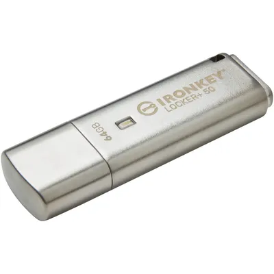 Zdjęcie produktu dla Kingston Technology IronKey 64GB IKLP50 AES USB, w/256bit Encryption, 64 GB, USB Typu-A, 3.2 Gen 1 (3.1 Gen 1), 145 MB/s, Pokrywka, Srebrny