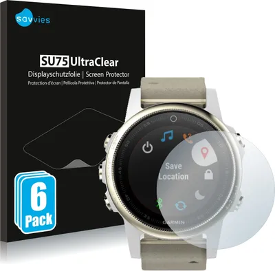 Produktbild von 6x Für Garmin Fenix 5S (42 mm) Schutzfolie Savvies Displayschutz Display Schutz Folie Klar Transparent