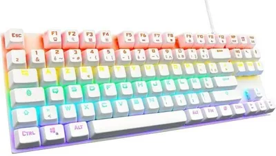 Image de Clavier Gamer Mécanique The G-Lab KEYZ MERCURY TKL, Switch Rouge, Rainbow, Blanc, Format TKL, Rétroéclairage RGB, 50 Million Frappes