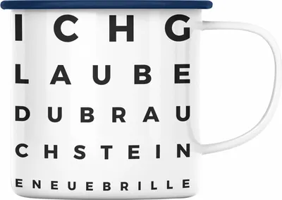 Produktbild von Trendation - Optiker Geschenk Emaille Tasse Augenarzt Lustiger Spruch Augenarztpraxis Geschenke Optikerin Meister (Blau)