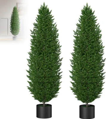 Obrázok produktu pre XMTECH Umelé cyprusy v kvetináči 150 cm sada 2 ks - odolné voči UV žiareniu, vždyzelené, jednoduchá starostlivosť
