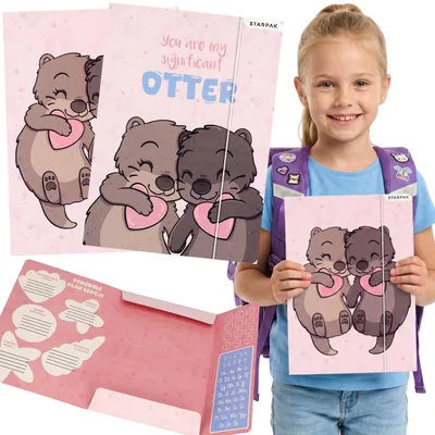 Produktbild von Otter-Schulmappe mit Gummiband, A4, für Mädchen, für Unterlagen, Zeichnungen und Lernmaterialien