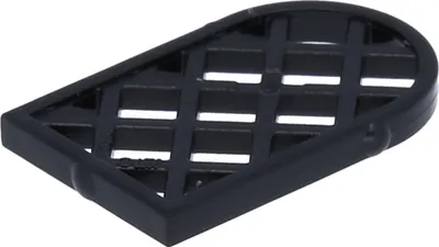 A black plastic grate with a diamond pattern.