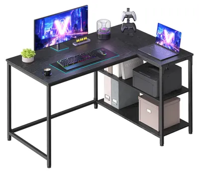 Produktbild von VASAGLE Eckschreibtisch in L-Form, Computertisch, 110 x 80 cm – Ebenholzschwarz