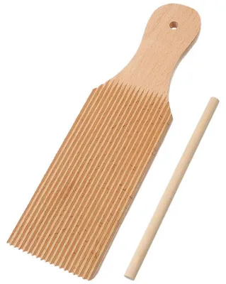 Produktbild von Teigbrett aus Buchenholz Pasta Maker Board 24×6,6 cm rutschfeste Rillen für Gnocchi Ravioli Keksteig Küche Nutzung