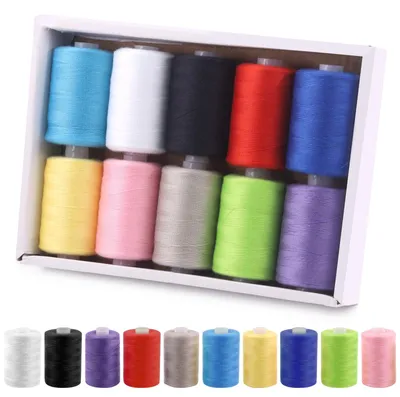 Produktbild von Nähfaden Set - 10-teilig in 10 Farben - Für Handnähen, Sticken, Quilten und Nähmaschinen - 1000yds pro Spule