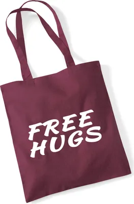 Produktbild von Huuraa Jutebeutel Free Hugs Schriftzug 10 Liter Burgundy Baumwolle Tasche Geschenkidee