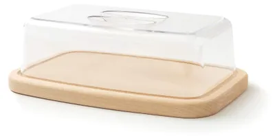 Image de Cloche à fromage pour la cuisine, planche à fromage, plateau à fromage, planche en hêtre naturel, boîte de conservation en plastique pour le fromage, la charcuterie, le pain et les viennoiseries