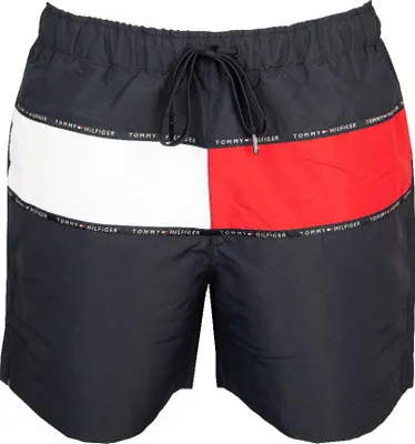 Image de Boxer de plage homme TOMMY HILFIGER maillot de bain piscine avec taille élastique et cordon de serrage externe article XM0XM02890, M, Poliestere 100%