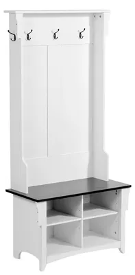 Produktbild von Halbank – Schuhbank – Schuhregal – Aufbewahrungsbank – Bank – 81 cm Breite – Mit 5 Haken und 4 Schuhablagen