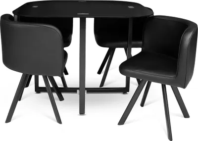 Produktbild von Milton & Oldbrook Essgruppe 5-teilig Sofia - Esstisch mit 4 Stühle Schwarz
