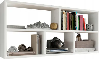 Produktbild von MATKAM TEO Hängeregal in moderner Optik, B113,6 x H50 x T25 cm, Wandregal in verschiedenen Ausführungen erhältlich, für Arbeits-, Wohn-, Schlaf- oder Jugendzimmer (Weiß)