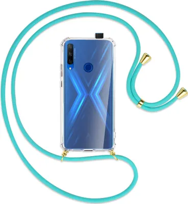 Produktbild von Handykette Backcover-Schutzhülle mit Band (Metall goldfarben) für Honor 9X / 9X Premium - türkis