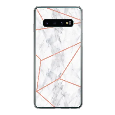 Produktbild von MuchoWow® Handyhülle Schutzhülle Hülle für Samsung Galaxy S10 Marmor - Roségold - Weiß Silikon Softcase Handy Hülle - Handytasche