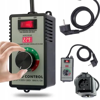 Produktbild von 4000W Motor-/Leistungs-/Spannungs-Drehzahlregler im Gehäuse mit 230V-Steckdose