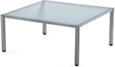 Produktbild von Schreibtisch Executive BxTxH 120x120x73cm Gestell verchromt Platte Glas satiniert.