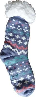 Produktbild von GKA Damen ABS Plüsch Kuschelsocken A2 mittelblau 35-38 Winter Norweger Hüttensocken Socken Norwegersocken Hausschuhe