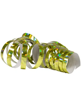 Produktbild von Glänzende Party-Luftschlangen 2 Stück holographisch gold jeweils 4m